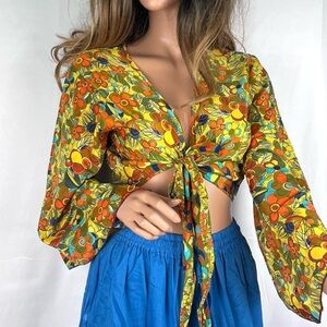 Vintage Style Open Front Tie Top